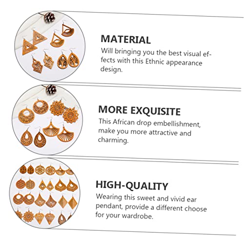 NOLITOY 8 Pairs Wooden Geometric Earrings Boho Earrings Dangle Earrings African Drop Earrings Bohemian Earrings Hollow Wooden Earrings Bohemian Drop NOLITOY