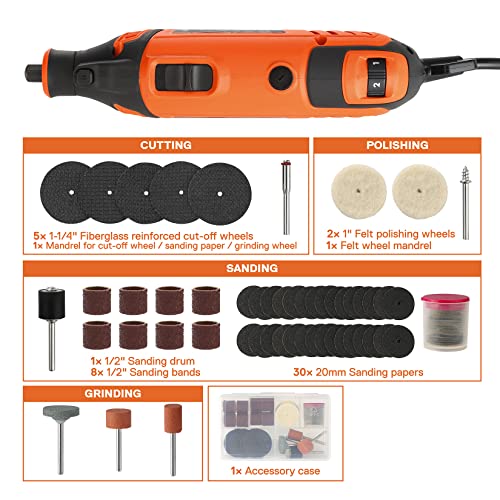 JORGENSEN Rotary Tool Kit, 6 Variable Speed Rotary Tool With 51pcs Rotary Tool Accessories, 1.6 Amp Powerful Rotary Tool Jorgensen