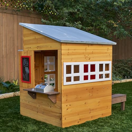 KidKraft Modern Outdoor Wooden Playhouse with Picnic Table, Mailbox and Outdoor Grill ,Gift for Ages 3+ KidKraft