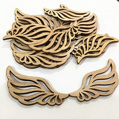 UUYYEO 80 Pcs Angel Wings Wood Slices Wooden Cutouts Unfinished Wood DIY Craft Accessories UUYYEO