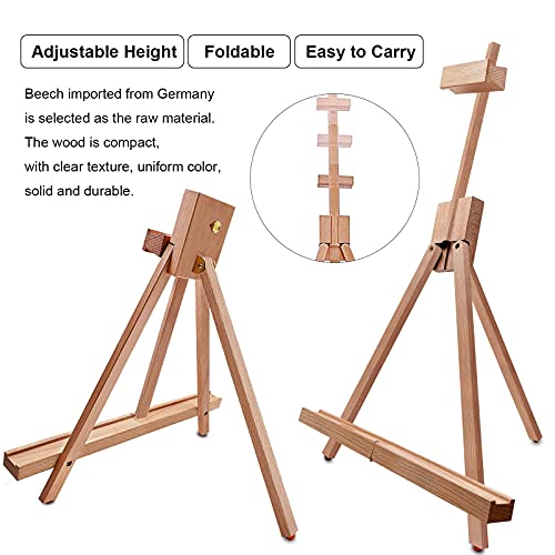 Miratuso Painting Easel, Folding Wooden Tabletop Easel Stand Holds Highest to 22" Canvas, Portable Desktop Easel Suitable for Artists, Beginners, Miratuso
