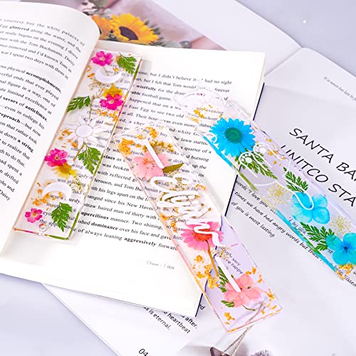 LET'S RESIN Bookmark Resin Molds Silicone 1.5'' Wide, Blank and Cat Moon Pattern Silicone Bookmark Molds Kit with 20pcs Tassels, Rectangle Bookmark LET'S RESIN