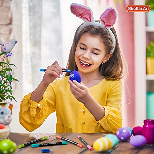 Shuttle Art 36 Colors Dual Tip Acrylic Paint Markers, Dot Tip and Fine Tip Acrylic Paint Pens for Rock Painting, Ceramic, Wood, Canvas, Plastic, Shuttle Art