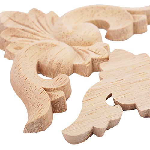 4-Pack Wood Carved Appliques Onlay Decal for Furniture, 6x6cm/2.36"x2.36", Corner Decal for Desk Cabinet Mirror Dresser Drawer Home Decoration MUXSAM