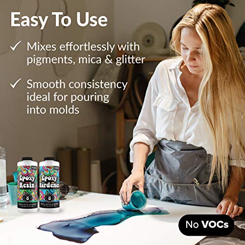 Crystal Clear Epoxy Resin 1/2 Gallon Kit 2 Part Epoxy Resin for Tumblers, Wood, Table Top, Countertop, Bar & Craft Art, Resin Molds Clear Casting HIPPIE CRAFTER