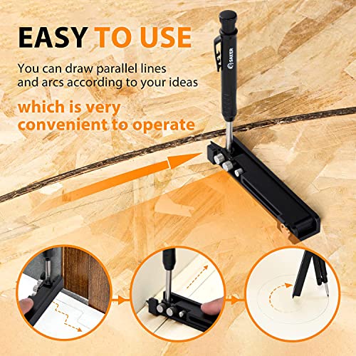 Saker Multi-function Scribing Tool- Construction Pencil- Aluminum Alloy Scribe Tool with Deep Hole Pencil,DIY Woodworking Scribe Gauge Scriber Line Saker