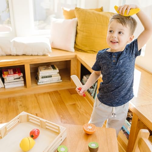 Melissa & Doug Cutting Fruit Set - Wooden Play Food Kitchen Accessory, Multi - Pretend Play Accessories, Wooden Cutting Fruit Toys For Toddlers And Melissa & Doug