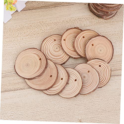 DECHOUS 40 Pcs Natural Wood Slices Scrapbook Kits for Adults Adult Craft Unfinished Hanging Craft Xmas Unfinished Wood Slice Wooden Hanging Christmas DECHOUS