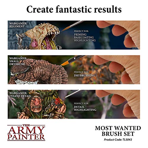 The Army Painter Most Wanted Brush Set - Miniature Small Paint Brush Set of 3 Acrylic Paint Brushes - Drybrush, Regiment Model Paint Brush & Fine The Army Painter