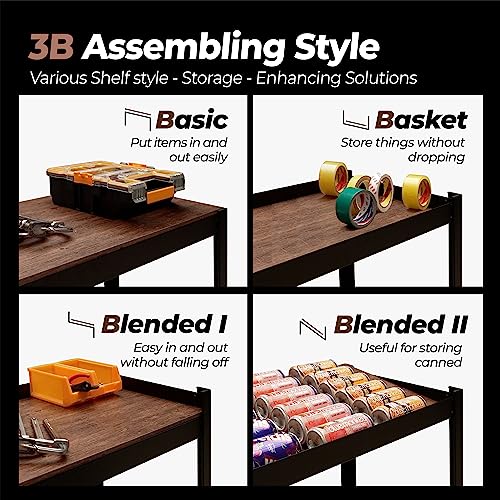 HOMEDANT House Z-Beam 48" Wide Heavy Duty Garage Storage Shelving Adjustable 5-Tier Metal Shelves Laminated Wood Organization Shelf Industrial HOMEDANT