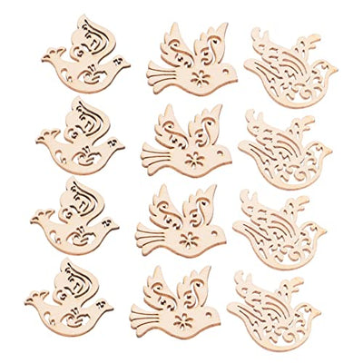 Holibanna 50pcs Pieces Peace Dove Accessories Office decore The Office Decor DIY Crafts Bird Shaped Wooden Pieces Wedding Decor Wooden Animals Wood