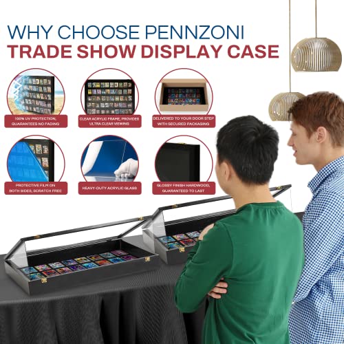 PENNZONI Trade Show Display Portable Case, Clear Acrylic Box for Pastry Display, Display Case for Exhibits w/Acrylic Side Guards | Black with Black PENNZONI