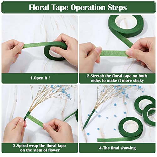 PAXCOO Floral Arrangement Kit with Green Tape and Wire, Boutonniere Flower pin, Wire Cutter for Wreath Making Supplies PAXCOO