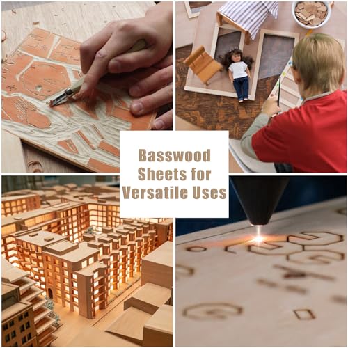 LANIAKEA 20 Pieces Plywood Sheets 8x12x1/16 Inch Rectangle Unfinished Basswood Wooden Sheets 1.5mm for Craft Hobby Model Making DIY Project, Wood LANIAKEA