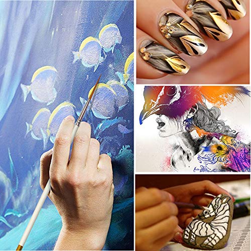 Afantti 15 Pcs Paintbrushes, Detail Fine Paint Brushes Micro Mini Tiny Artist Paintbrush Set | Ultra Fine Point Tip | for Miniature Acrylic Script Afantti