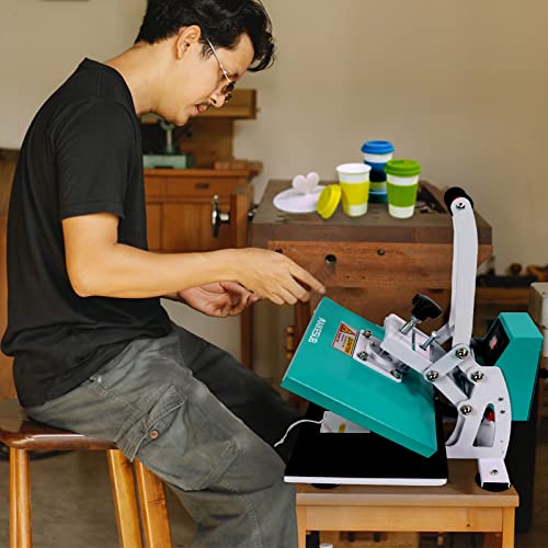 MAIKESUB 12x10 Inch High Pressure Heat Press Machine for T Shirts Digital Industrial Sublimation Printer for Heat Transfer Vinyl Intelligent Green MAIKESUB