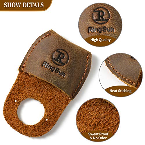 RingSun Thumb Guard Wood Carving Tools, Leather Finger Protector, Handmade Carpenter Working Carving Kit Accessories Brown RS40 Ringsun
