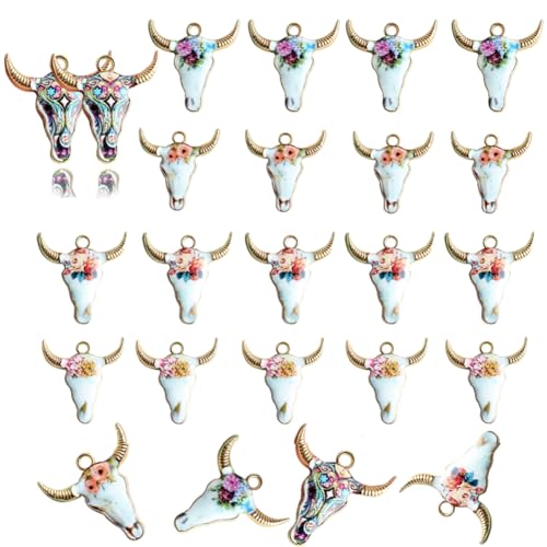 25 pcs Cowhead Gold Plated Enamel Pendants Metal Animals Charms Pendant for Earrings DIY Jewelry Making Necklace Bracelet Keychain Craft Findings SSYHQAX