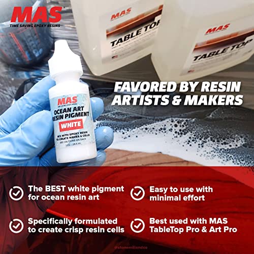 MAS Epoxies Resin Ocean Art White Pigment, 1 oz, Epoxy Resin Dye for Ocean Waves and Water Effects MAS