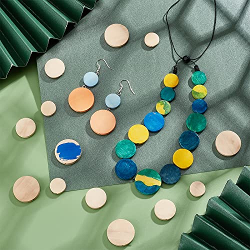 PH PandaHall 120pcs Flat Round Wood Beads 3 Sizes Wood Coin Beads Antique White Wood Spacer Beads Unfinished Wood Disc for Jewelry Necklace Bracelet PH PandaHall