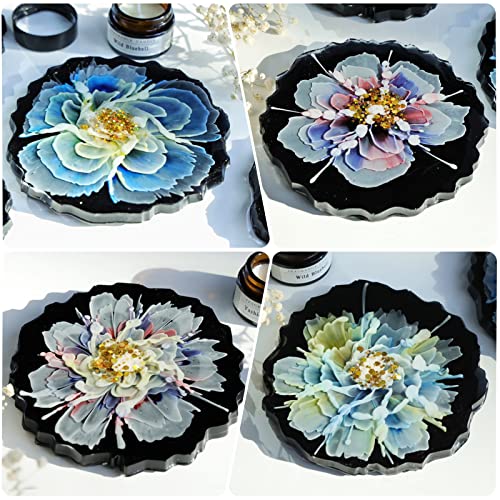 LET'S RESIN Geode Resin Coaster Molds, 4 Pcs Druzy Silicone Agate Coaster Molds LET'S RESIN