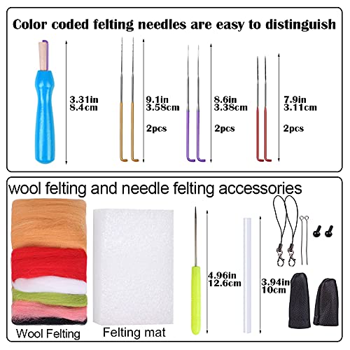 BAGERLA 1 Set Animal Wool Needle Felting Kit, Needle Felting Beginner Kits with Instructions and Needle Felting Basic Tools, Needles, Finger Cots, BAGERLA
