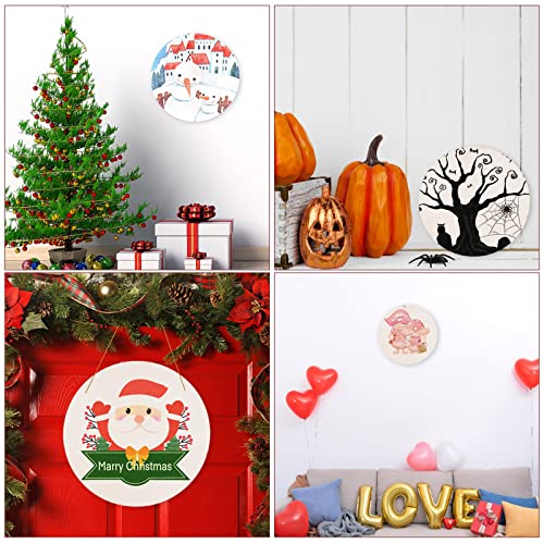 24 Pack 8 Inch Wooden Circles for Crafts 0.2" Thick Unfinished Round Wood Slices Natural Rounds Wooden Cutouts Blank Round Wood Discs for DIY Crafts AWIZOM