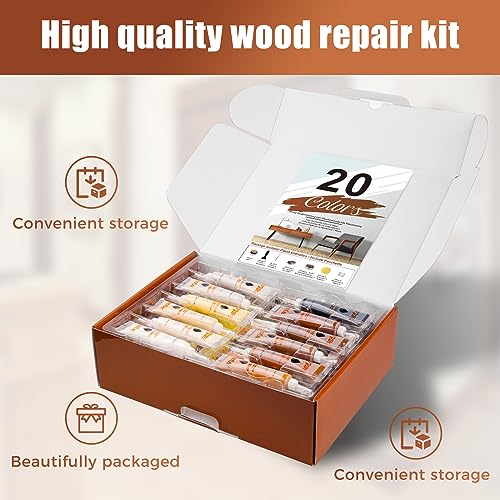 Wood Furniture Repair Kit- Set of 41 Laminate Vinyl Floor Repair Kit Wood Fillers,Floor Scratch Repair, Touch Up Markers, Restore Hardwood Scratches, NYBQ