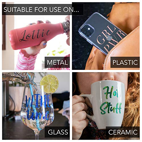 Permanent Glitter Vinyl for Cricut (8pk, 12 x 11 Inch) Sparkle Holographic Vinyl Adhesive Sheets for Oracle 651 with Metallic Rainbow Effect (Gold, Kraftex