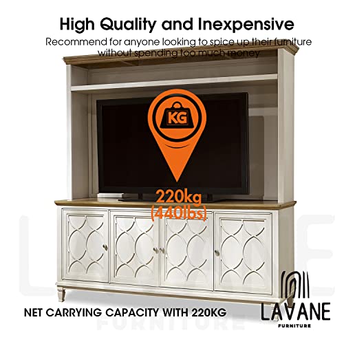 La Vane 6 inch / 15cm Wooden Furniture Legs, Set of 4 Solid Wood Carved Geometry Unfinished Replacement Bun Feet with Mounting Plate & Screws for La Vane