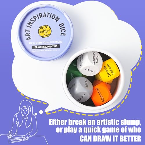 Sable Watercolor Brushes & Inspiration Art Dice, Fuumuui 9pcs Detail to Mop Kolinsky Sable Brushes with Wooden Art Dice for Adults, Artists & Fuumuui