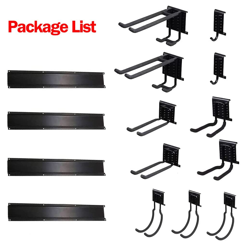 Ultrawall 13 PCS Tool Storage Rack, 64 Inches Adjustable Garage Organization Wall Mounted Storage System with 9 Hooks, Heavy Duty Steel Garden Tool Ultrawall