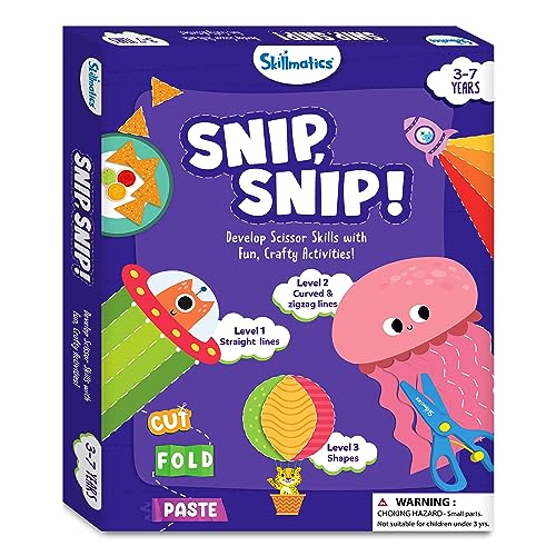 Skillmatics Art & Craft Activity Kit - Snip, Snip, Practice Scissor Skills, Craft Kits & Supplies, 25 DIY Activities, Gifts for Toddlers, Girls & Skillmatics