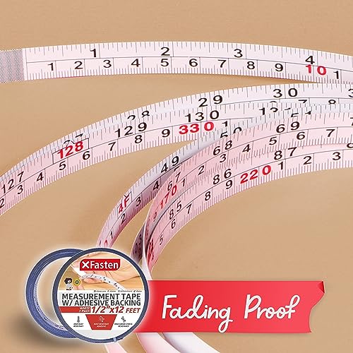 XFasten Tape Measure with Adhesive Back, 0.5-Inch x 12-Feet (2-Pack) Left to Right Peel and Stick Measuring Ruler Tape for Workbench, Woodworking, XFasten