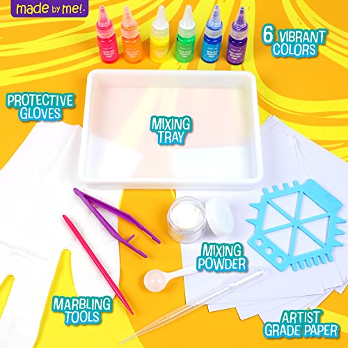 Made By Me Marbling Paint Studio, 25-Piece Marbling Kit for Kids, Make 10 Pour Paint Art Projects, Dip & Paint Marbling Arts & Crafts Kits for Kids, Made By Me