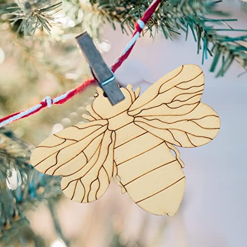 Bee Decor 80 Pcs Unfinished Wooden Cutouts Flower Bee Mushroom Butterfly Blank Wood Slice Blank Wooden Paint Crafts for DIY Crafts Home Decoration ABOOFAN