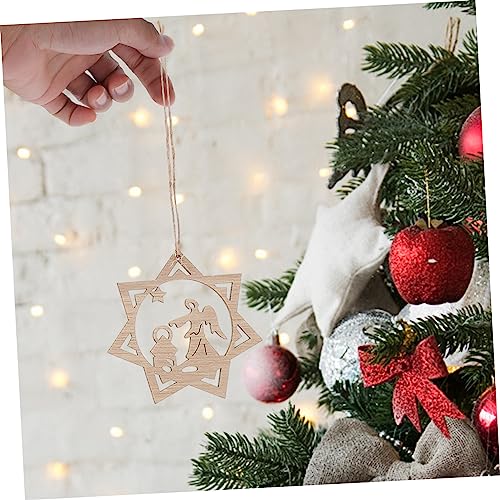 Artibetter 1 Set Christmas Decoration Pendant Unfinished Christmas Shapes Wooden Christmas Cutout Nativity Decor House Decorations for Home DIY Craft ARTIBETTER