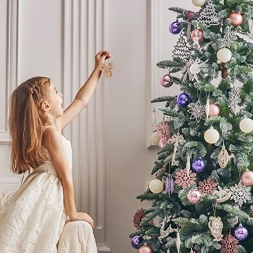 SEWACC 40Pcs Wooden Deer Head Christmas Ornaments Hanging Wooden Blank Reindeer Pendant DIY Unfinished Christmas Tree Hanging Slices with Ropes for SEWACC