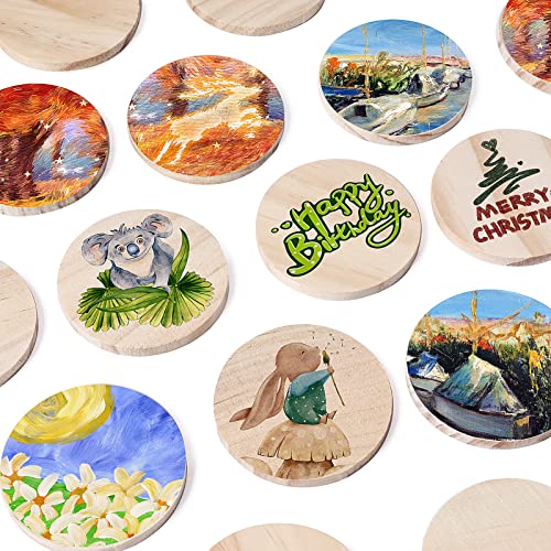 2 Inch 50 Pieces Wood Circles, GOH DODD Small Round Discs Unfinished Slices Blank Wooden Ornaments for DIY Crafts, School Projects, Decorations GOH DODD