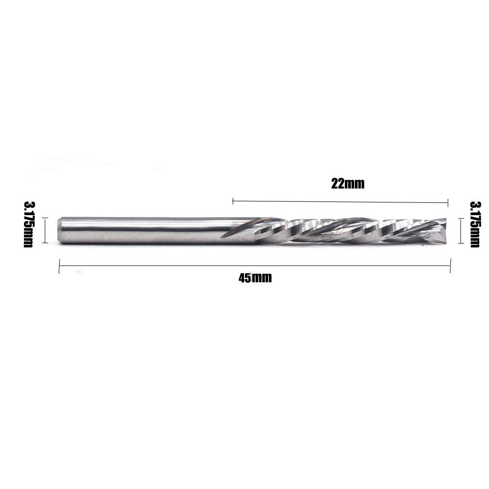 OSCARBIDE Up & Down Cut Squre Nose Carbide End Mills 1/8 Inch Shank CNC Spiral Router Bits,(3.175x22mm) 2 Flutes Milling Cutter for Wood,5 Pieces OSCARBIDE