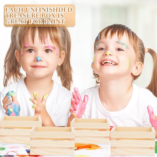 Roowest 24 Pcs Small Wooden Crates Wood Craft Nesting Wood Basket Unfinished Wooden Storage for Milk Wine Towel Toys Display Home Bathroom Roowest