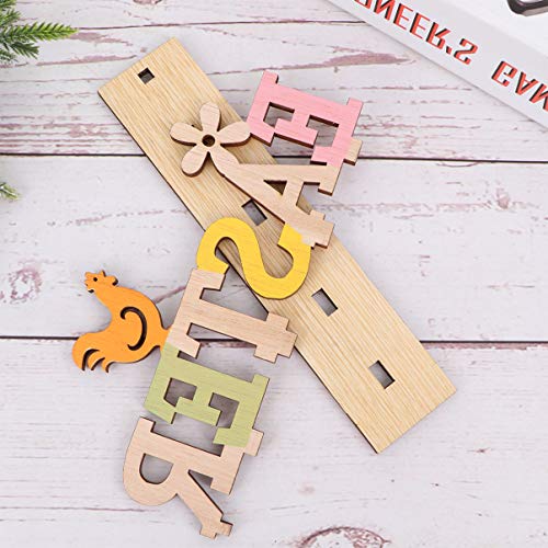 Amosfun Easter Wooden Table Sign Easter Chicken Flower Stand Sign Plaque Tabletop Craft Ornament Centerpiece for Home Office Farmhouse Easter Table Amosfun