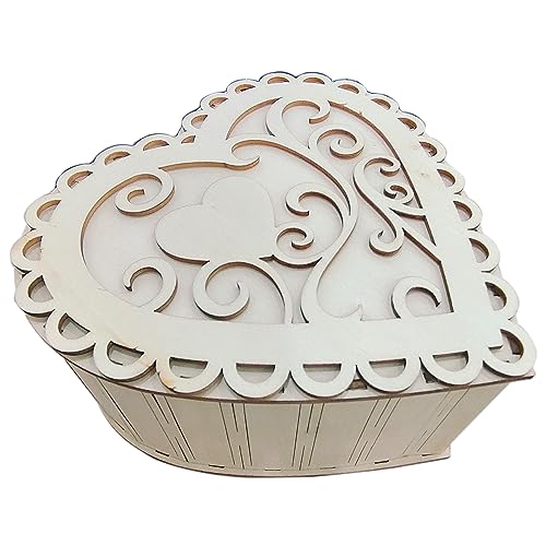 MIAO YUAN Carved heart-shaped wooden box,Wooden Pieces Handmade Wooden Box for Storage,Jewelry Box with Lid, Craft Wooden Storage Box for Candy,Gift MIAO YUAN