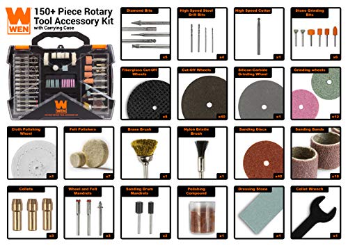 WEN 230151A 150-Piece Rotary Tool Accessory Kit with Carrying Case WEN
