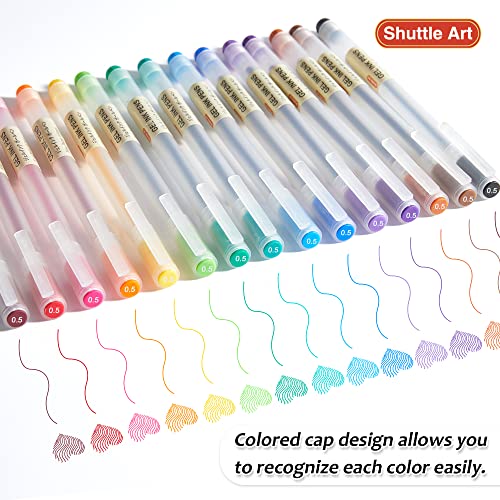 Shuttle Art Gel Ink Ball Point Pens, 15 Colors Japanese Style Pens, 0.5mm Fine Ballpoint Pens Quick Drying for Writing Journaling Home, School and Shuttle Art