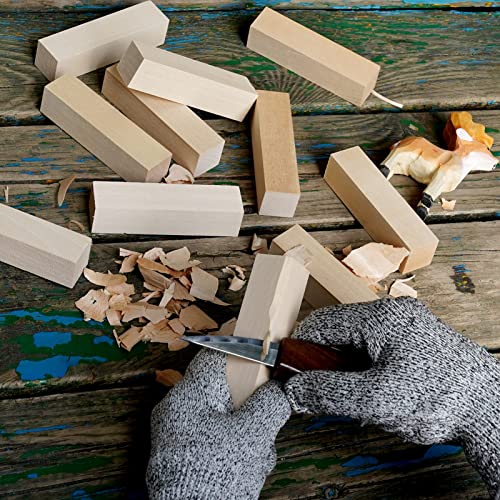 Basswood Carving Blocks, 16PCS Whittling Wood Blocks Wood Carving Kit with 2 Different Sizes, Bass Wood for Wood Carving Easy to Use, for Kids and K KERNOWO