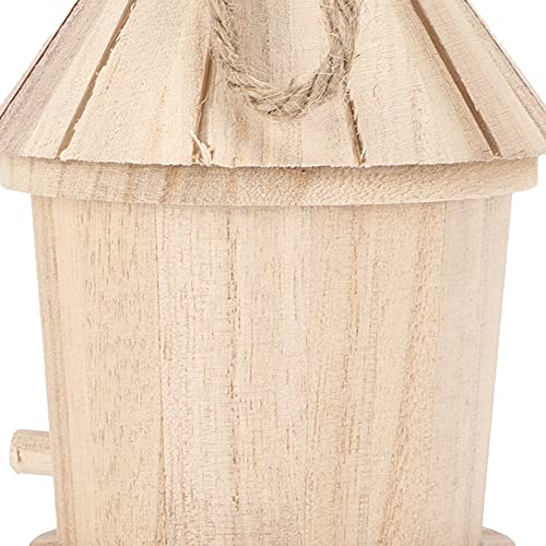 Wooden Bird House, Round Shaped Hanging Bird House, Heavy Duty Outdoor Hanging DIY Painting Decorative Bird House Use for Garden Outside Mokernali
