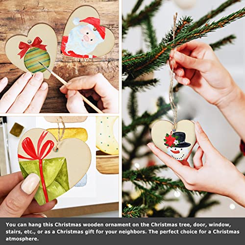 SUPVOX 50pcs Wood Chips Heart-Shaped Wood Chip Wooden Shapes for Easter Wood Discs Blank Wooden Cutout Wooden Heart Tag Unfinished Wood Heart Cutouts SUPVOX