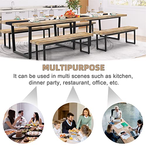 STHOUYN 71" 6ft Large Dinner Table for 6 8 Seat Dining Room Table, Rectangular Farmhouse Modern Kitchen Long Black & Brown Industrial Conference STHOUYN