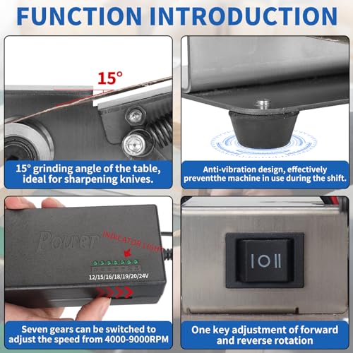 SI FANG Electric Mini Belt-Sander Polishing-Sharpening - Portable Sanding Machine Mini Bench Grinder Kit, 7 Speed Knife Sharpener for Making SI FANG